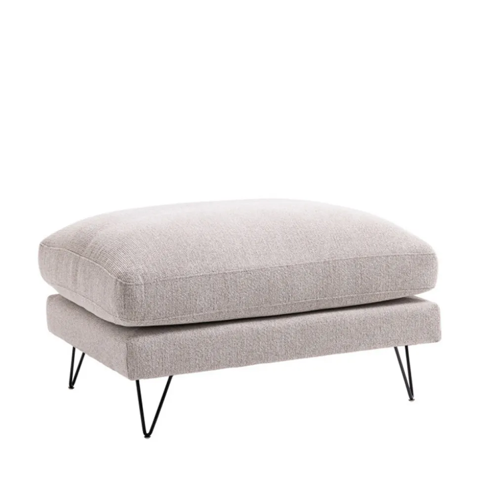 VILLABON Pouf en tissu pieds épingles noirs