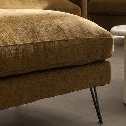VILLABON Pouf en tissu pieds épingles noirs
