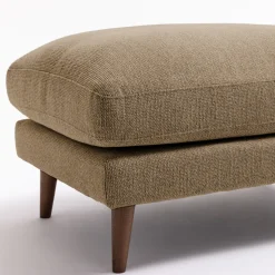 VILLABON Pouf en tissu pieds bois foncé
