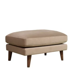 VILLABON Pouf en velours pieds bois foncé