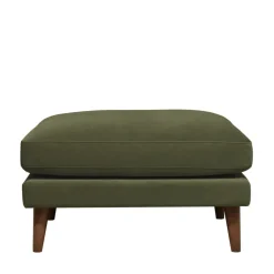 VILLABON Pouf en velours pieds bois foncé