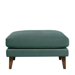 VILLABON Pouf en velours pieds bois foncé