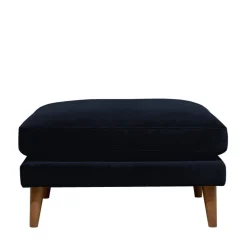 VILLABON Pouf en velours pieds bois foncé