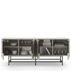 VINTARA Buffet 4 portes en bois et métal L200cm