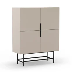 VINTARA Buffet haut 4 portes en bois et métal H128cm