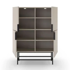 VINTARA Buffet haut 4 portes en bois et métal H128cm