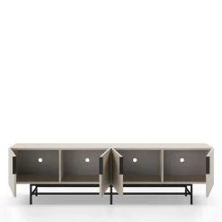 VINTARA Meuble TV 4 portes en bois et métal L200cm