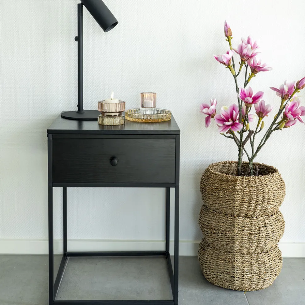 VITA Table de chevet avec tiroir en bois et métal
