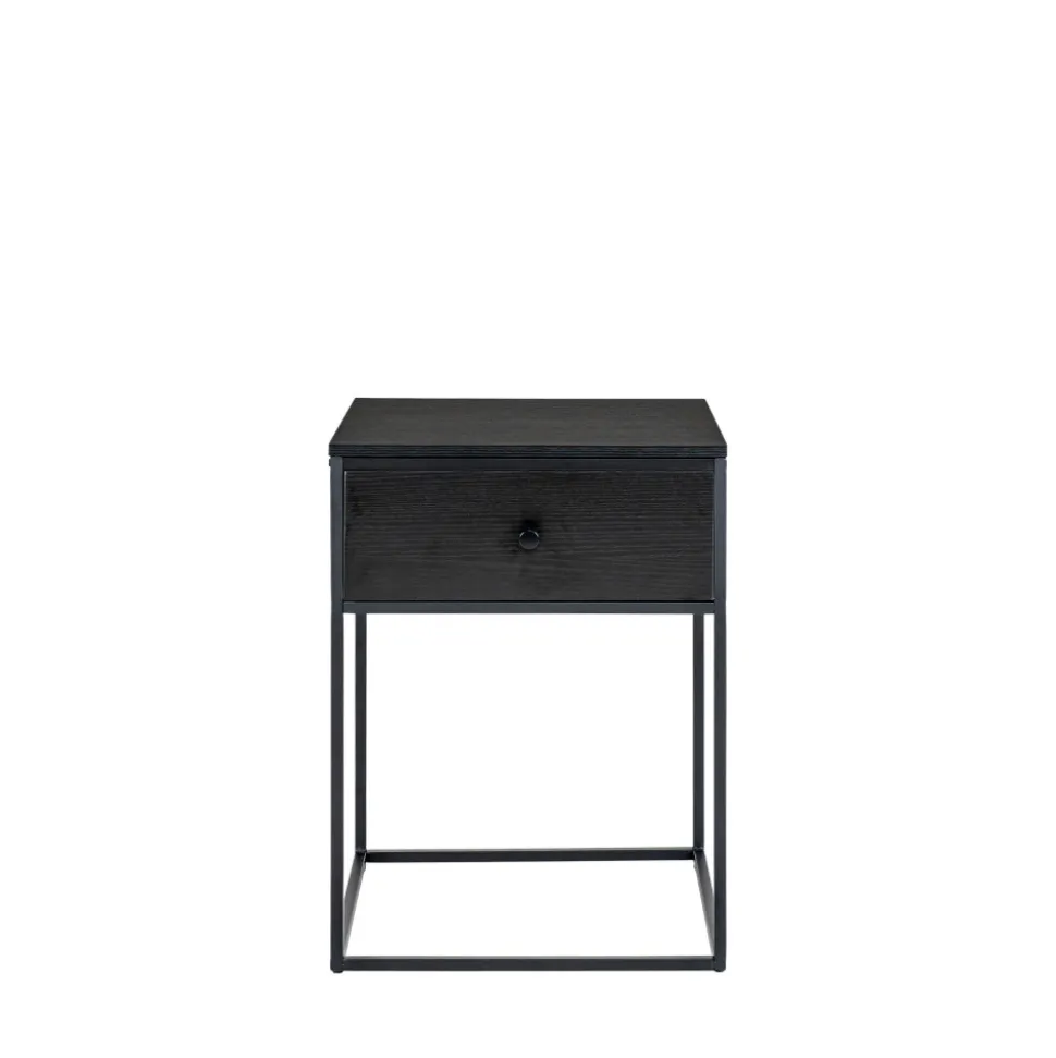 VITA Table de chevet avec tiroir en bois et métal