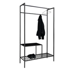 VITA Vestiaire d’entrée en bois et métal avec 2 étagères