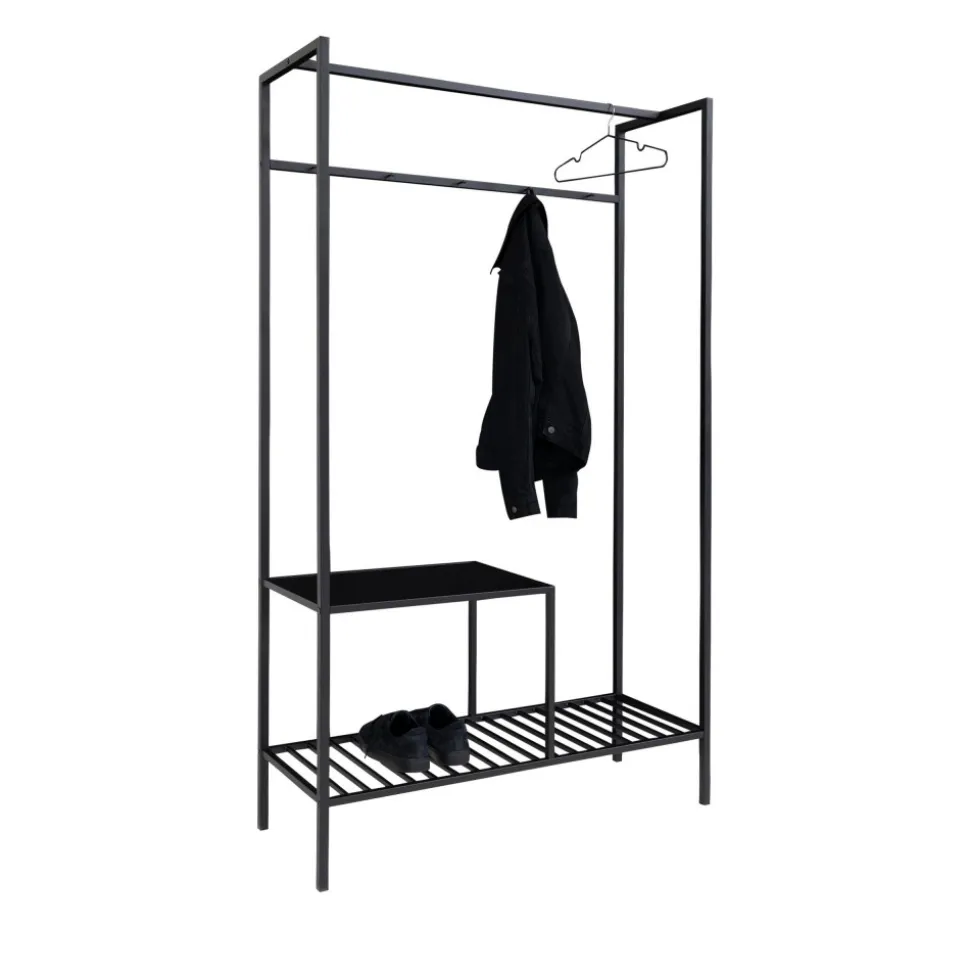 VITA Vestiaire d’entrée en bois et métal avec 2 étagères