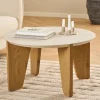 VIVO Table basse ronde en effet travertin ø80cm