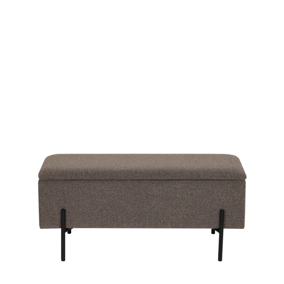 WATFORD Banc coffre en tissu bouclette et métal L95cm