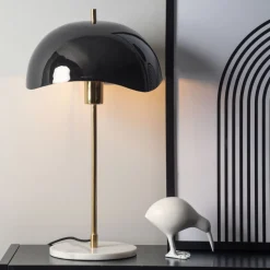 WAVED DOME Lampe à poser en métal et marbre
