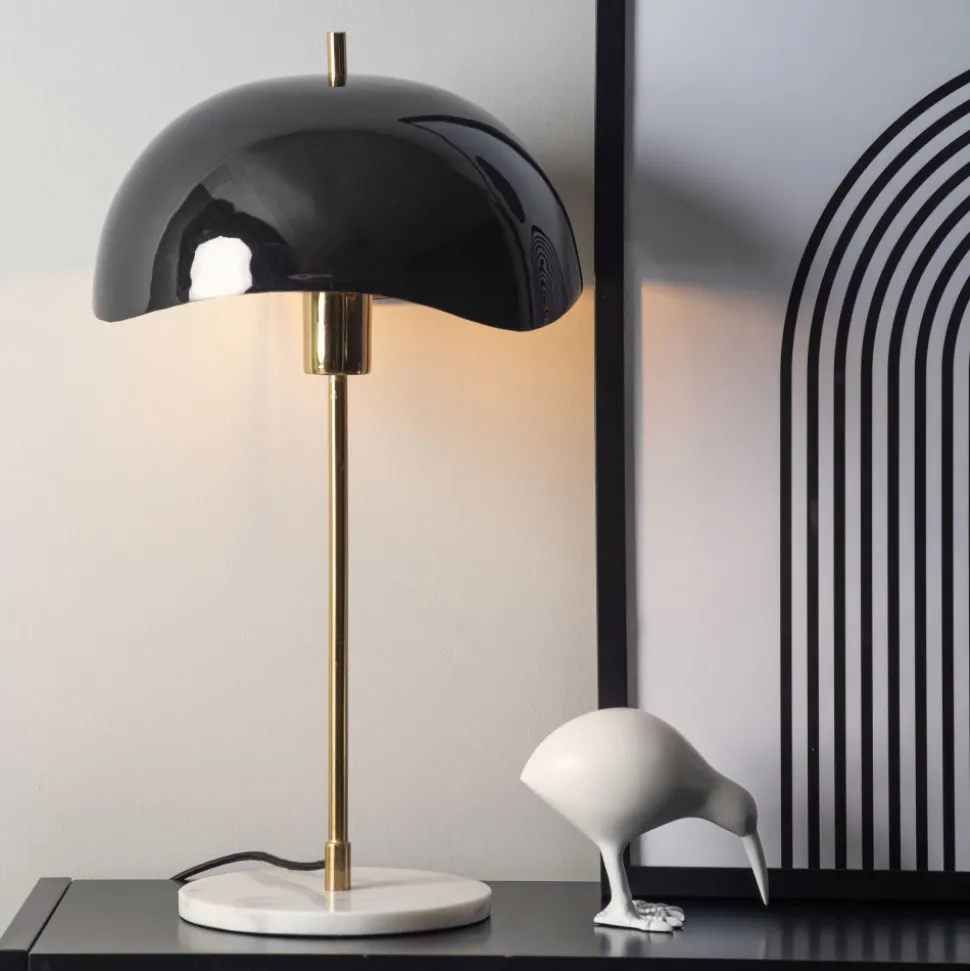 WAVED DOME Lampe à poser en métal et marbre