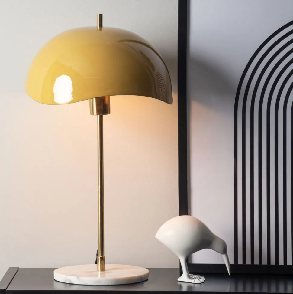 WAVED DOME Lampe à poser en métal et marbre