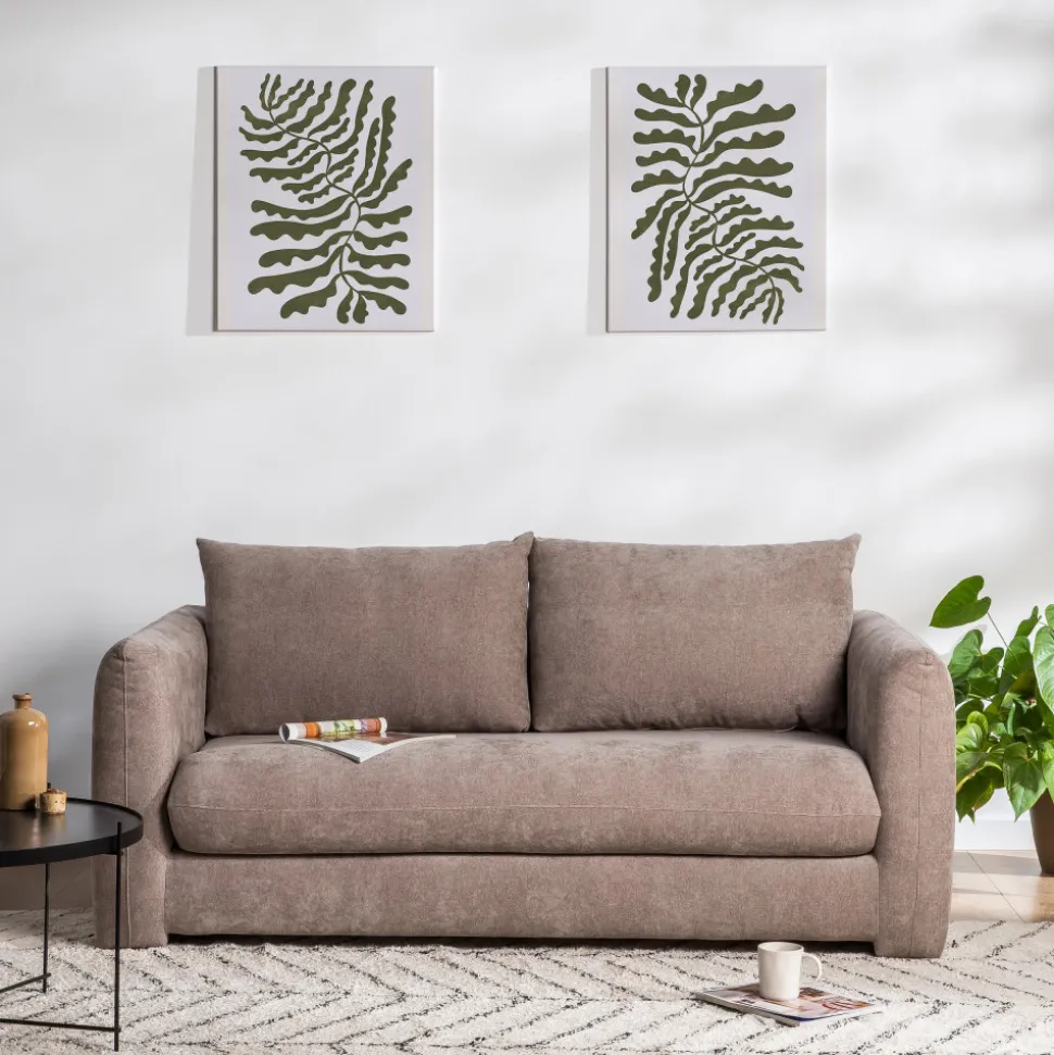 WIAME Canapé droit 2,5 places en tissu style contemporain