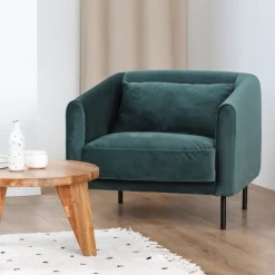 WINSEN Fauteuil en velours pieds droits en métal