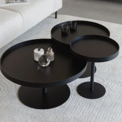 YURI Table basse ronde en bois et métal ø70cm