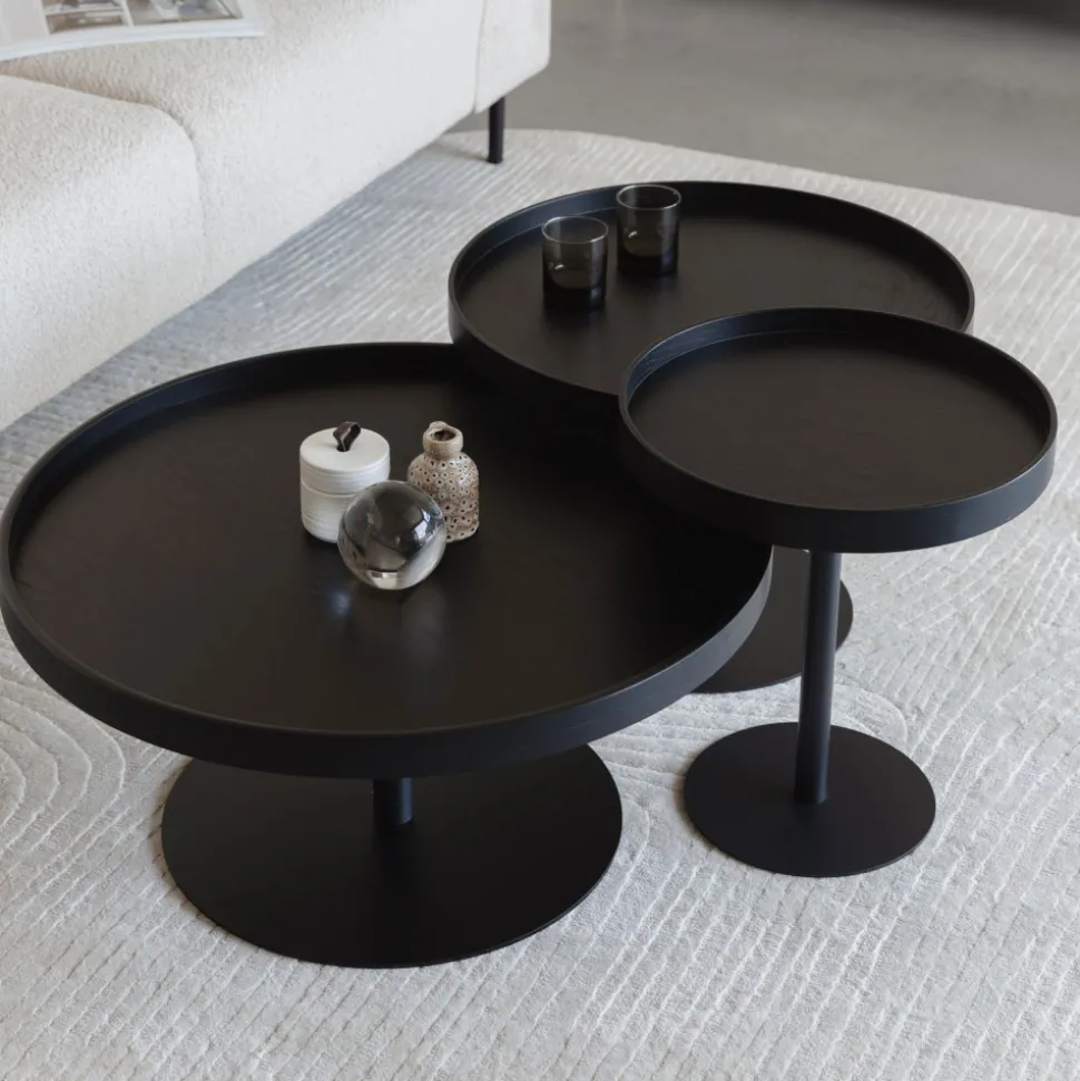 YURI Table basse ronde en bois et métal ø70cm