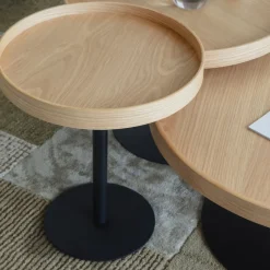 YURI Table d'appoint ronde en bois et métal ø45cm