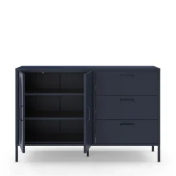 ZIO Buffet 2 portes 3 tiroirs en métal L140cm