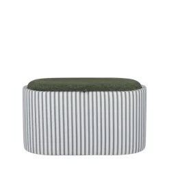 ZOÉ Banc ovale en tissu avec plateau et rangement L77cm