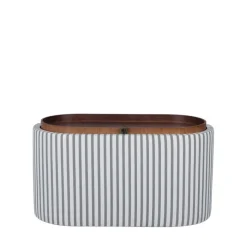 ZOÉ Banc ovale en tissu avec plateau et rangement L77cm