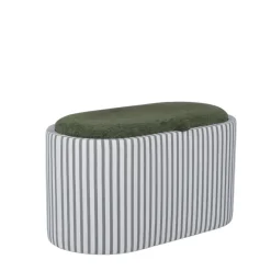 ZOÉ Banc ovale en tissu avec plateau et rangement L77cm