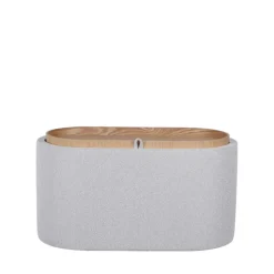 ZOÉ Banc ovale en tissu avec plateau et rangement L77cm