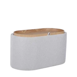 ZOÉ Banc ovale en tissu avec plateau et rangement L77cm